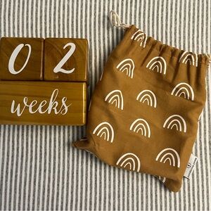 Pondering Pine baby date wooden blocks